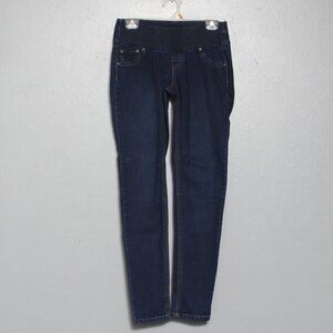 Indigo blue dark wash skinny maternity jeans